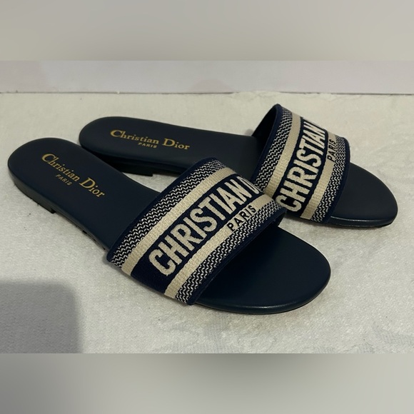 Navy Blue Slide Sandals - Picture 2 of 3